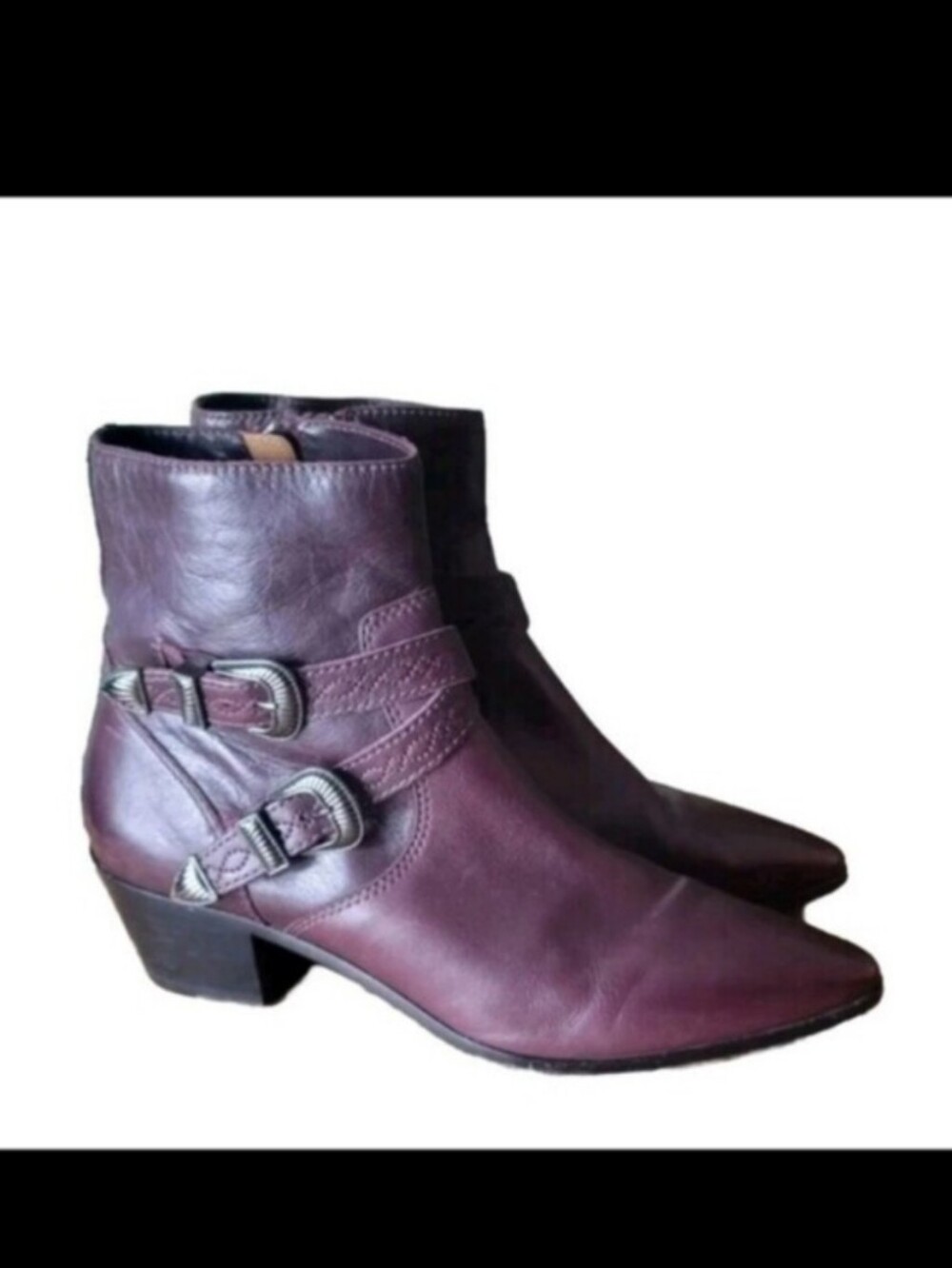 Frye Ellen Buckle Short Western Boots In Burgundy/ Merlot Size 7.5